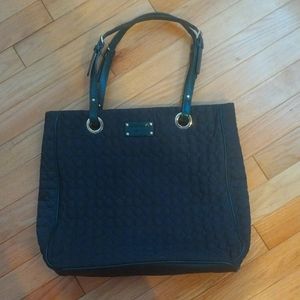 - Kate Spade dark green nylon geometric quilted adjustable strap tote